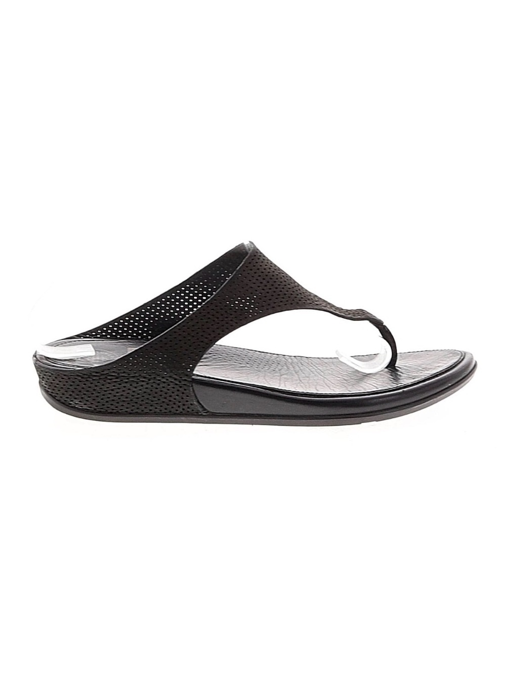 FitFlop Black Leather Lulu Thong Sandals